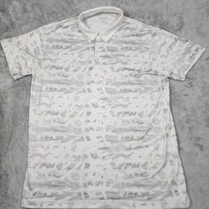 Prince Polo Shirt‎ Mens Large White Gray Abstract Pattern Golf Tennis Athletic